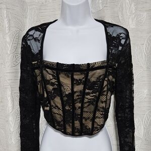 Cider Black Lace Crop Top